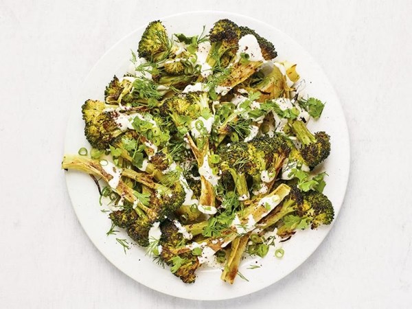 Roasted broccoli with tahini yogurt