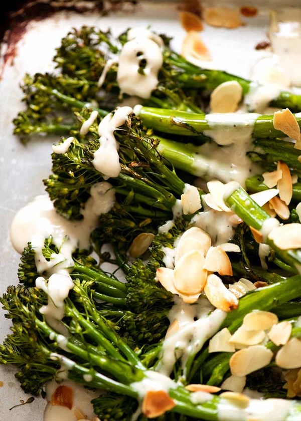 Roasted broccolini with tahini sauce