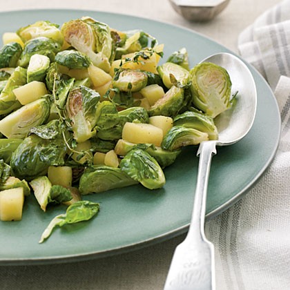 Roasted brussels sprouts and apples