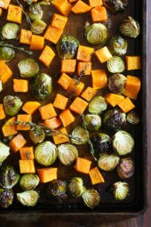 Roasted Brussels sprouts and butternut squash