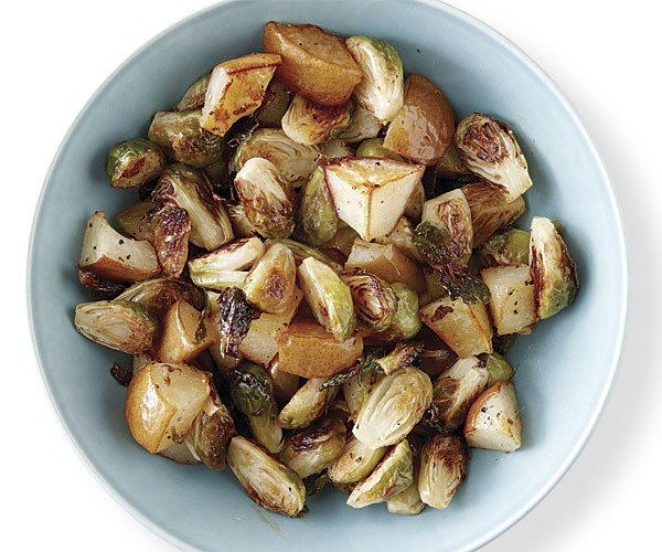 Roasted Brussels sprouts and pears