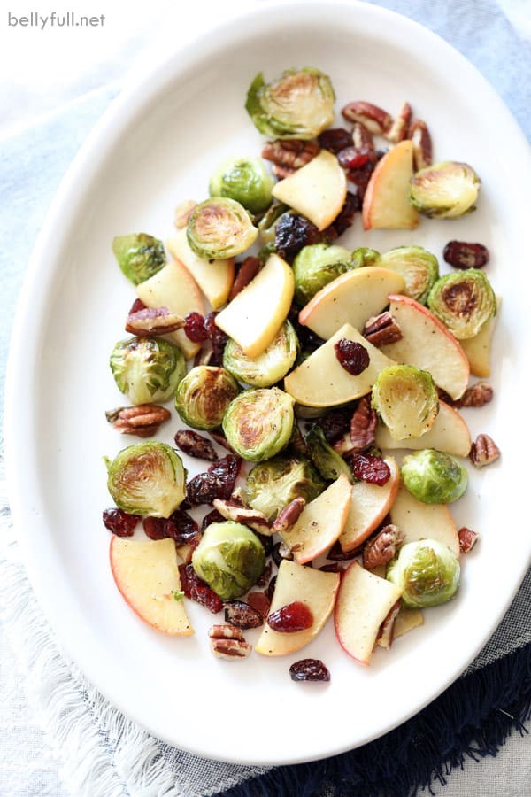 Roasted Brussels sprouts with apples, craisins, and pecans