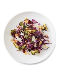 Roasted Brussels sprouts with cabbage and pine nuts