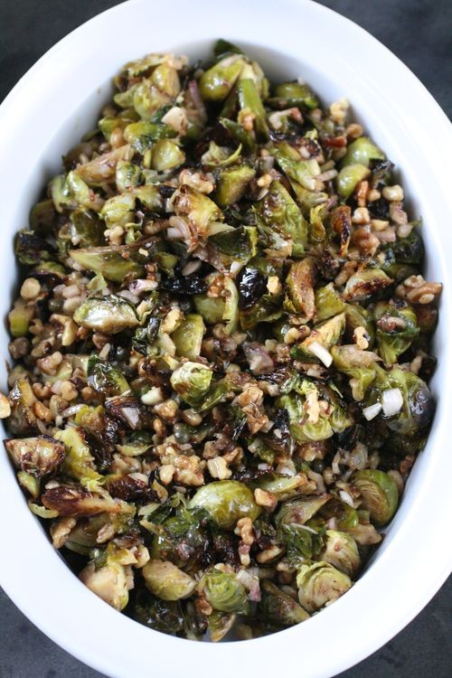 Roasted Brussels sprouts with capers, walnuts and anchovies