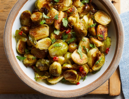 Roasted Brussels sprouts with fish sauce dressing
