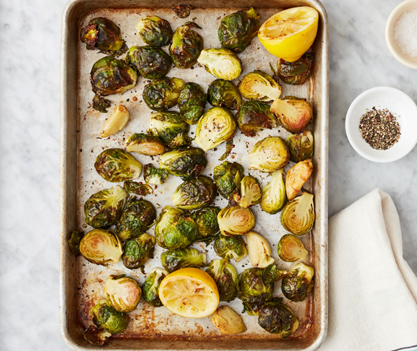 Roasted Brussels sprouts with lemon and garlic