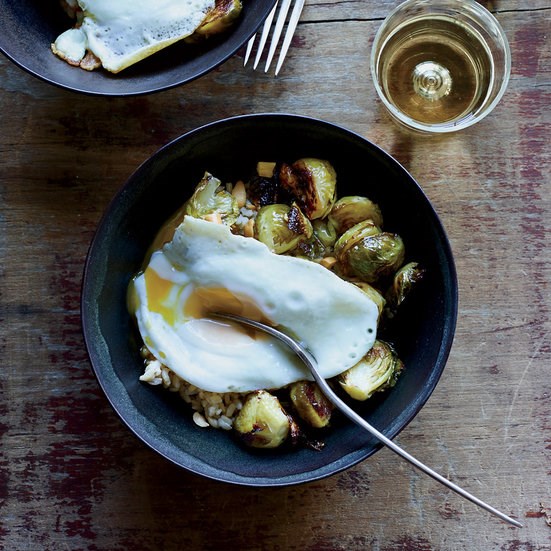 Roasted Brussels sprouts with peanuts and fish sauce