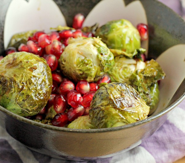 Roasted Brussels sprouts with pomegranates