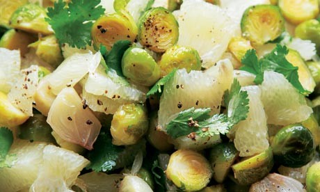Roasted Brussels sprouts with pomelo and star anise
