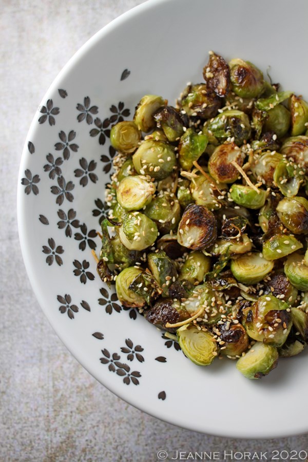 Roasted Brussels sprouts with sesame and ginger