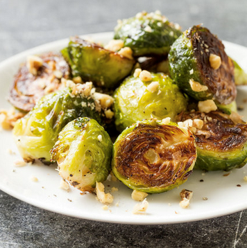 Roasted Brussels sprouts with walnuts and lemon