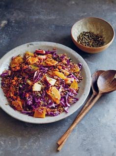 Roasted buckwheat salad with sea buckthorn dressing