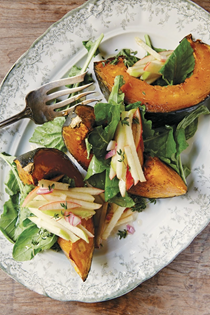 Roasted buttercup squash cups with apple slaw