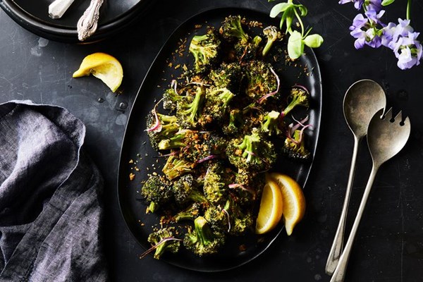 Roasted buttermilk-brined broccoli with preserved lemon