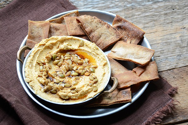 Roasted butternut hummus with toasted pepitas