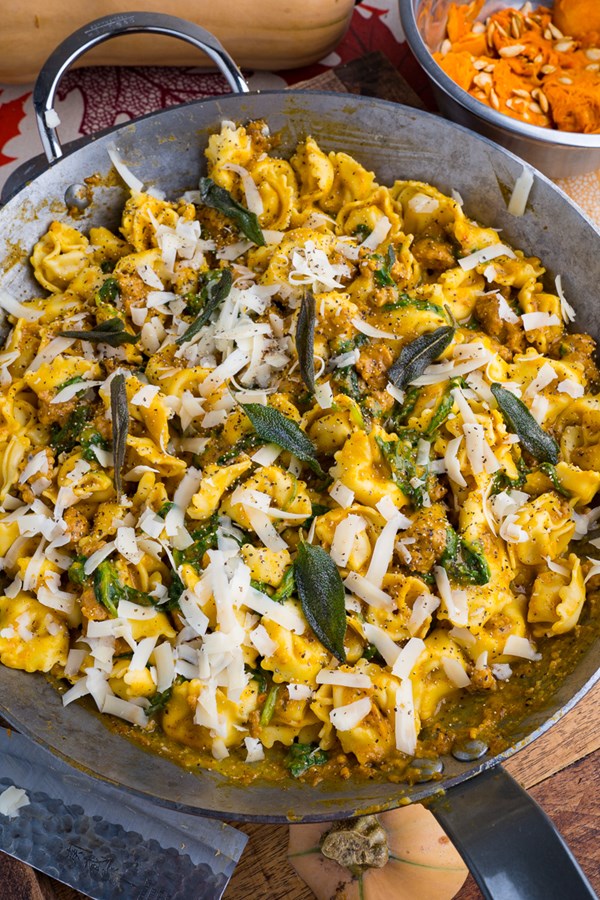 Roasted butternut squash and sausage tortellini