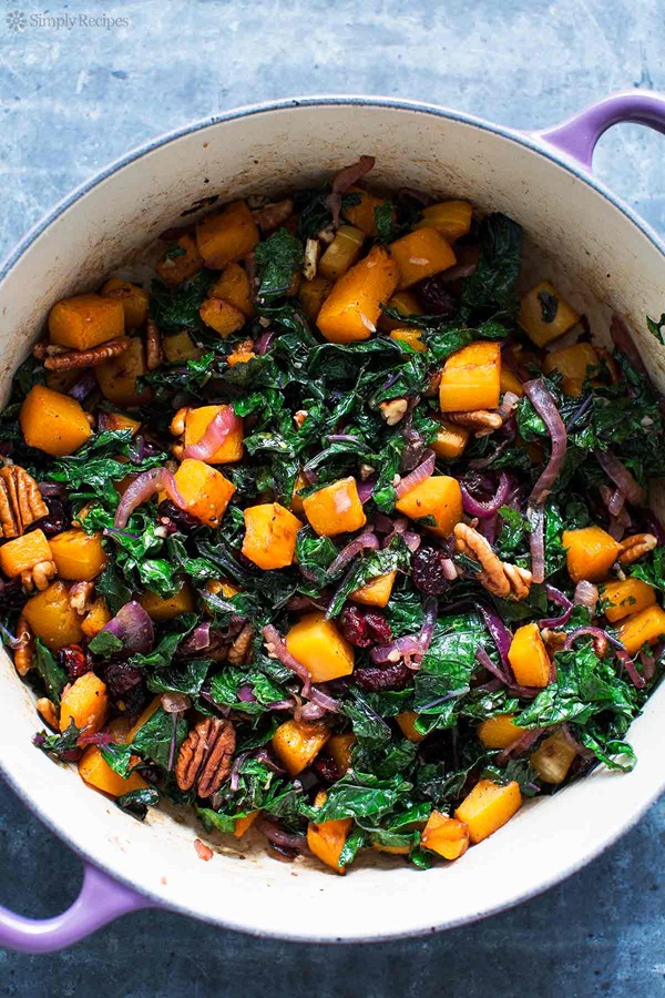 Roasted butternut squash kale sauté