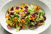 Roasted butternut squash salad with green goddess dressing