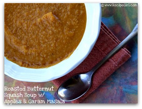 Roasted butternut squash soup with apples and garam masala