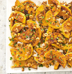 Roasted butternut squash with browned butter and hazelnuts