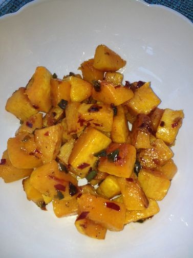 Roasted butternut squash with candied jalapeño