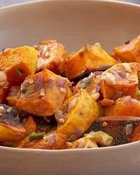 Roasted butternut squash with cilantro cream