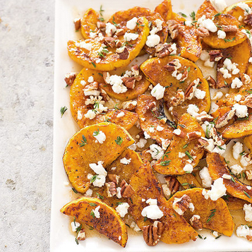 Roasted butternut squash with goat cheese, pecans, and maple