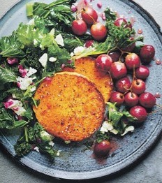 Roasted butternut with wilted kale, feta & honeyed grapes