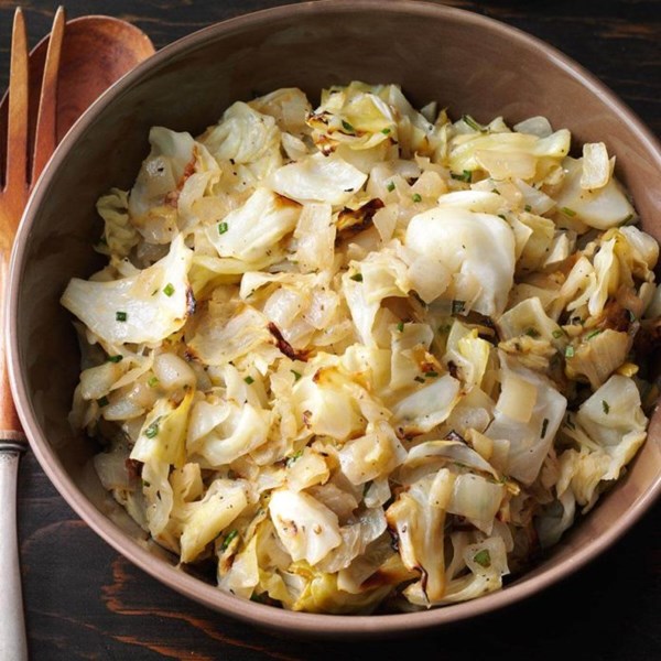 Roasted cabbage & onions