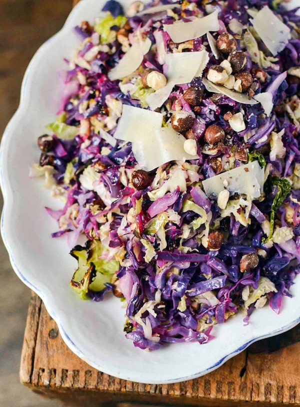 Roasted cabbage slaw with hazelnuts & lemon