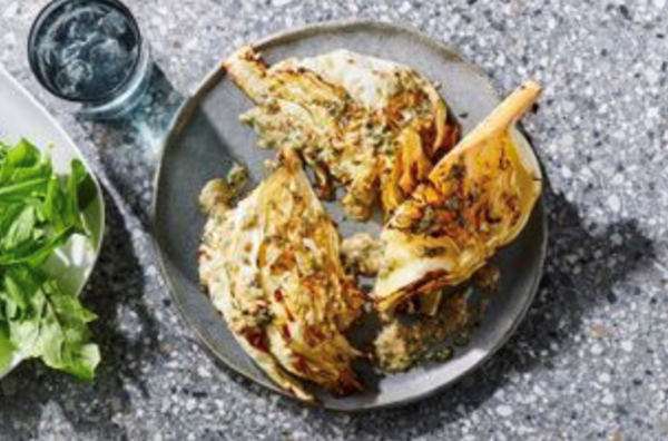 Roasted cabbage with anchovy and Parmesan