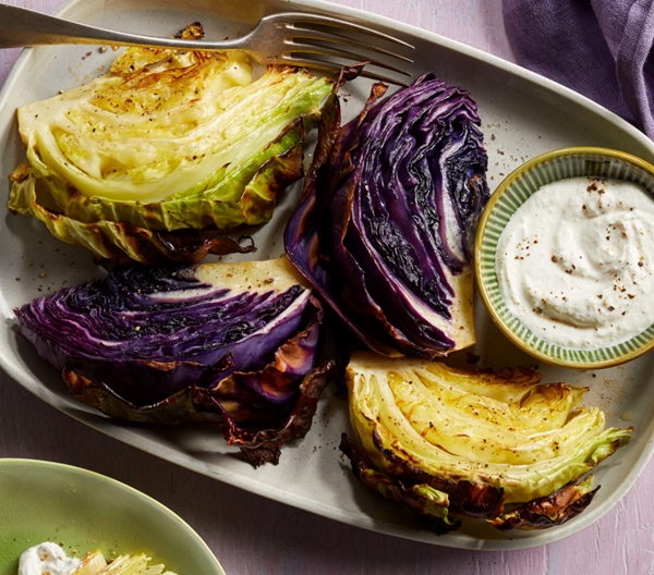 Roasted cabbage with horseradish cream