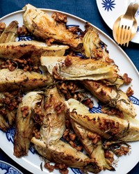 Roasted cabbage with warm walnut-rosemary dressing