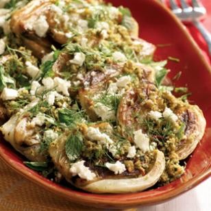 Roasted California fennel with olive tapenade, feta & mint