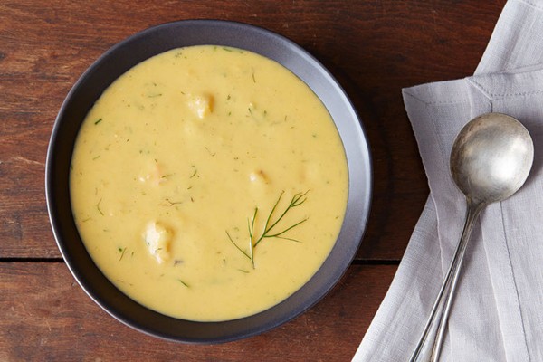 Roasted canteloupe and shrimp bisque