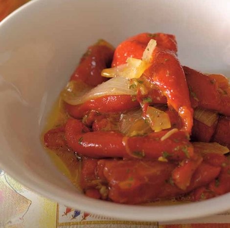 Roasted capsicum and tomato salad with cumin and sherry vinegar (Asadillo)