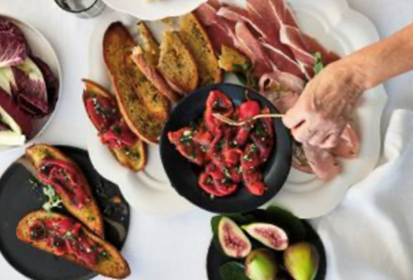 Roasted capsicum bruschetta