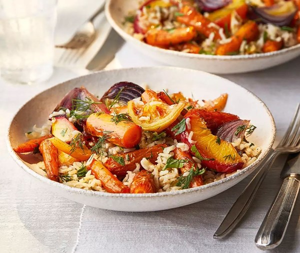 Roasted carrot & peach salad