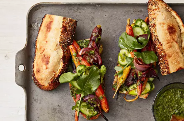 Roasted-carrot-and -salsa verde sandwiches