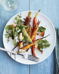 Roasted carrot and avocado salad with citrus dressing