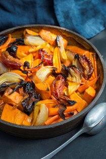 Roasted carrot and sweet potato tzimmes
