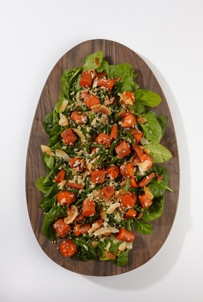 Roasted carrot, green bean and coconut salad