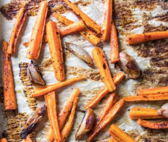 Roasted carrots and fennel with toasted almonds and lemon