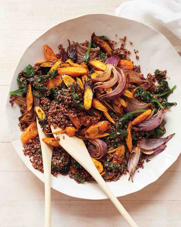 Roasted carrots and red quinoa