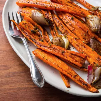 Roasted carrots and shallots