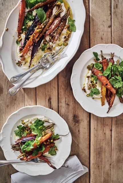 Roasted carrots, spiced yogurt, and pistachios (Via Carota)