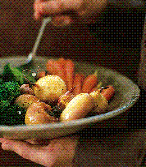 Roasted carrots with baby turnips