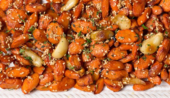 Roasted carrots with butter-toasted benne