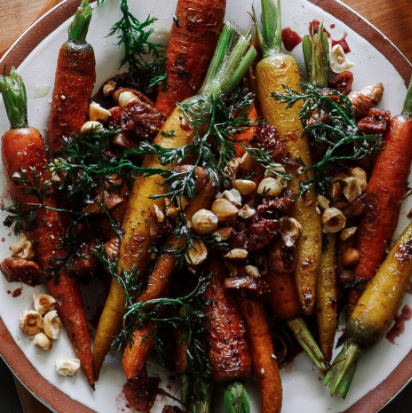 Roasted carrots with Calimyrna fig dressing