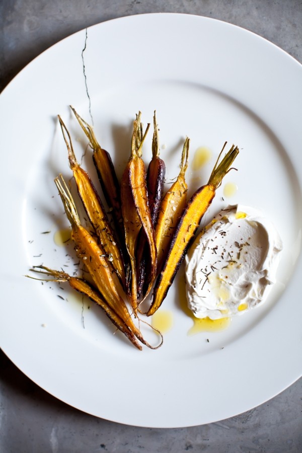 Roasted carrots with creme fraiche & za'atar 